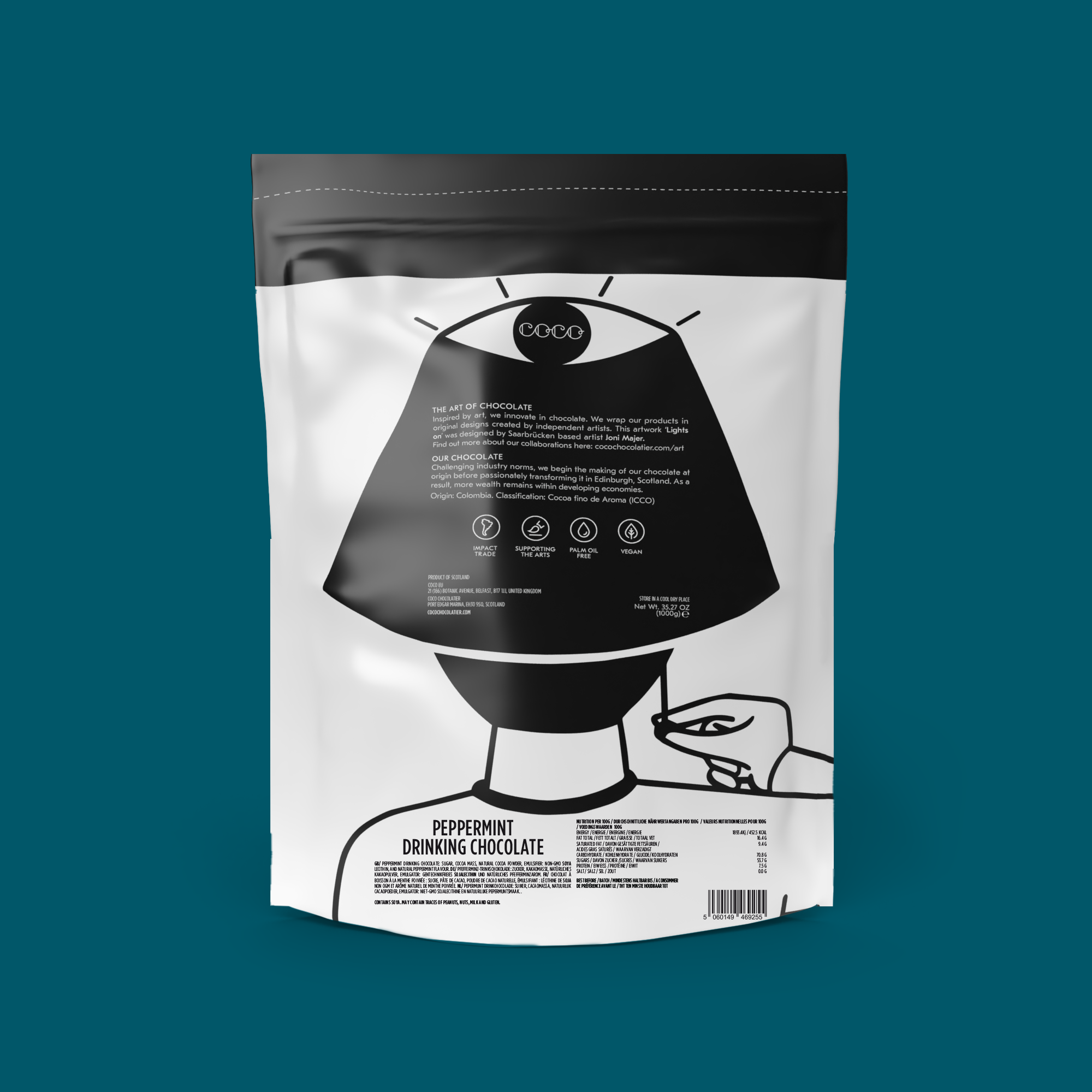 1kg Peppermint Drinking Chocolate COCO The Art of Chocolate